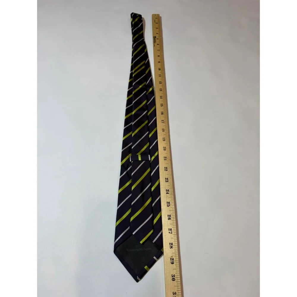Ermenegildo Zegna Silk Tie Italy Purple Stripe Designer Luxury